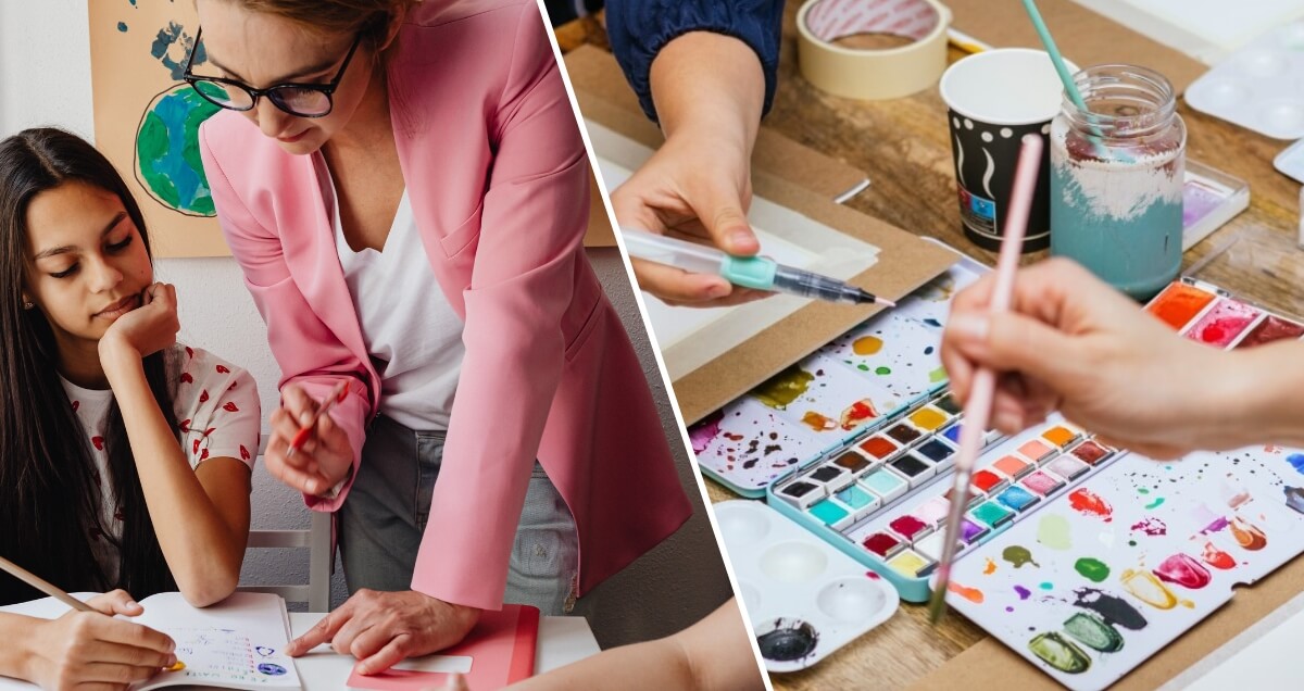Des enfants en train de faire de la peinture